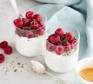 Raspberry kefir overnight oats served in two jars
